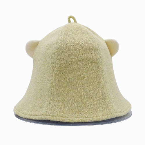 light green towel sauna hat for sauna and wellness use