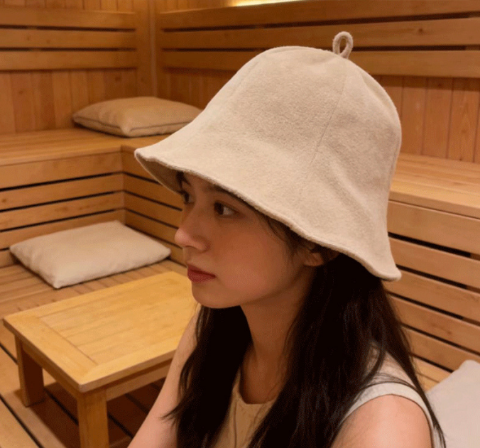 100% cotton towel sauna hat with bell shaped design